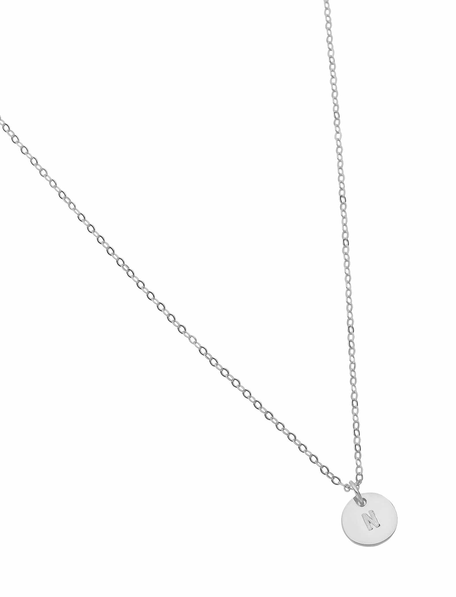 Sterling Silver Pavé N Initial Necklace with White Brilliance Zirconia  Stones | Jewlr