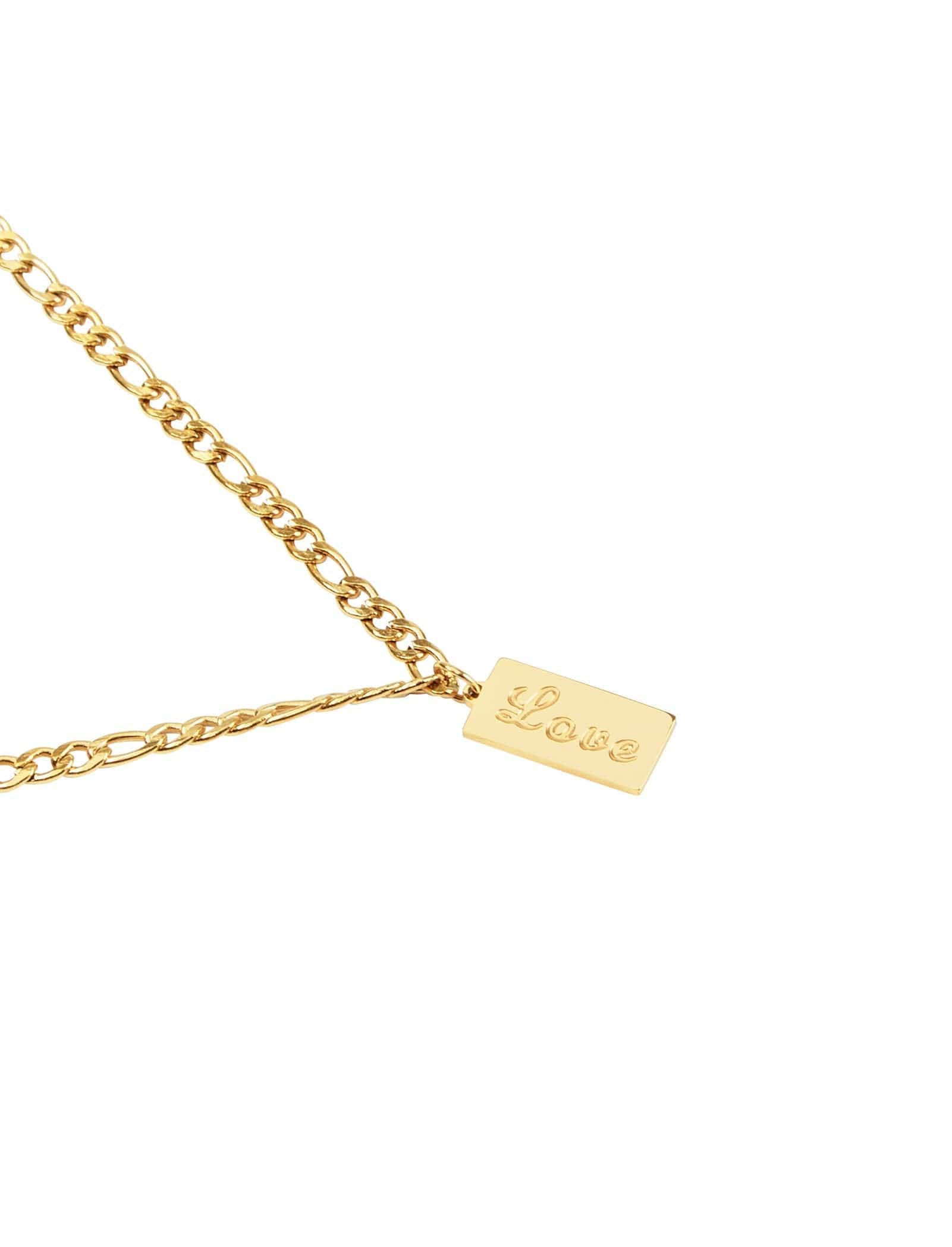 Dear Addison Yellow Gold Love Tag Necklace